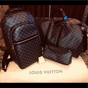 LV Damier Graphite: Keepall 55/Toiletry/Backpack